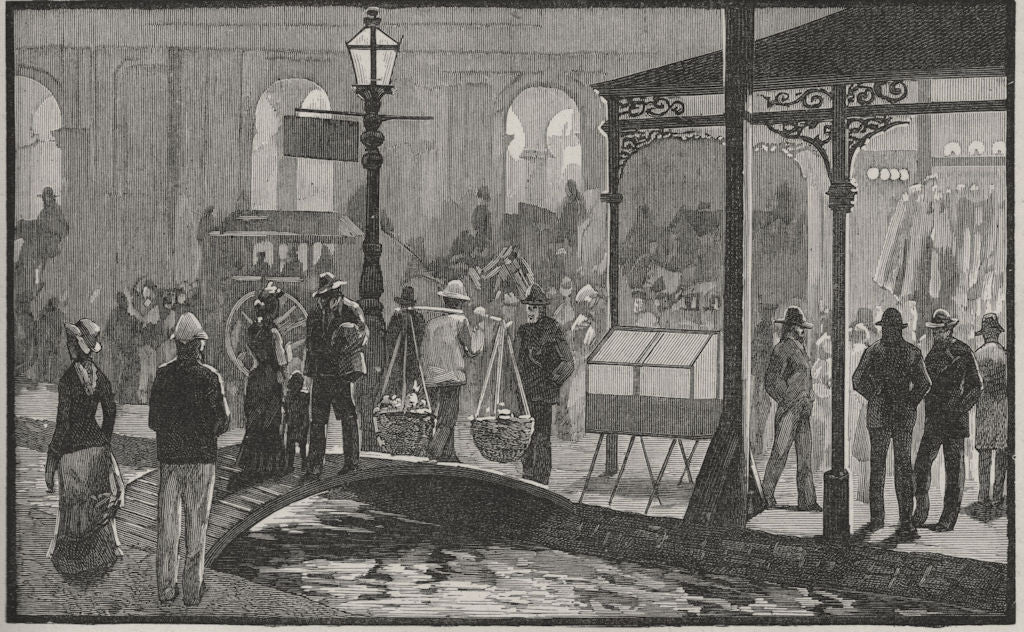 A Melbourne Gutter in Earlier Days. Melbourne. Australia 1890 old print